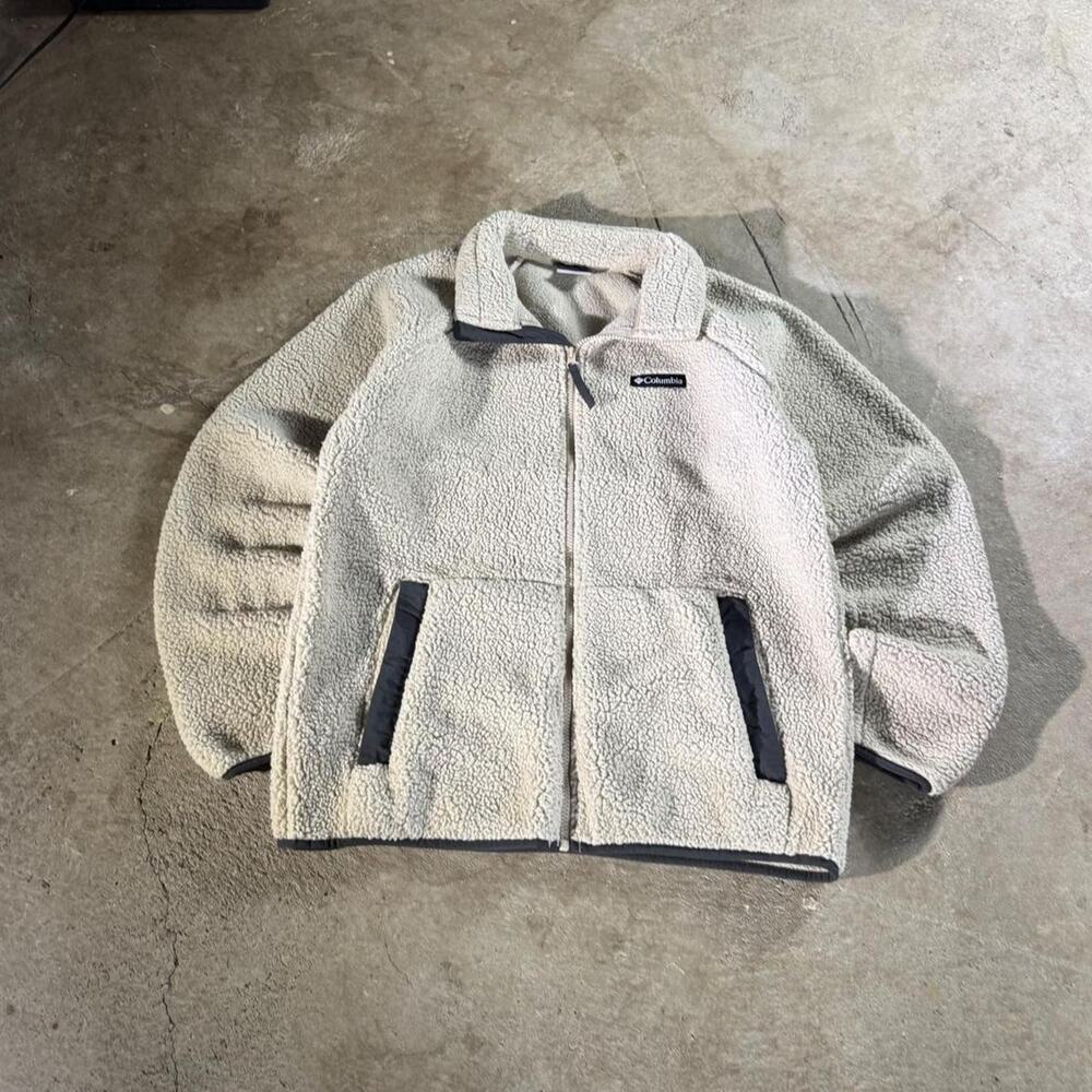 Cream Oatmeal Columbia Deep Pile Fleece Jacket